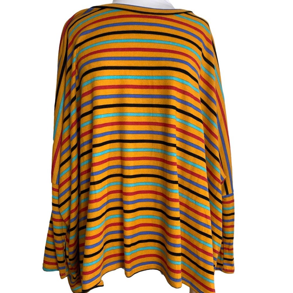 Hopely Womens Sweater One Size Orange Multicolor Stripe Oversized Slouchy Dolman